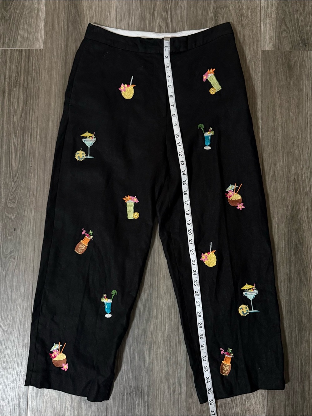 Saint Tropez West 100% Linen Cocktail Themed Pants Happy Hour Margaritaville Bea